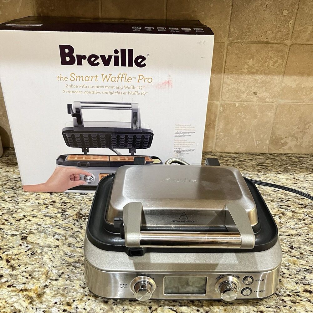 Breville Smart Waffle Pro 2-Slice Brushed Stainless Steel BWM620XL Box